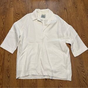 Rachel Comey white textured open cocoon jacket size 18 langenlook unlined cotton